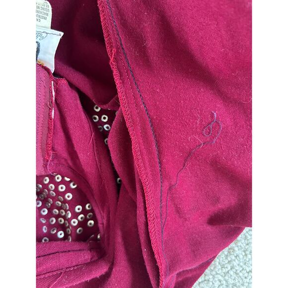 Vintage 70s OOPS California Jeweled Rhinestone A-Line Tank Maxi Dress Wine XS - Picture 9 of 11